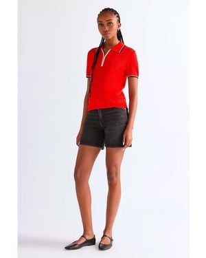 Wrangler T-shirt Polo QUARTER ZIP Flame Scarlett - Rouge
