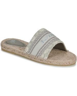 Superdry Mules Mules Compensées Style Espadrille En Toile - Gris