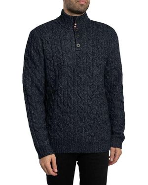 Superdry Pull Pull à col boutonné et torsadé - Bleu
