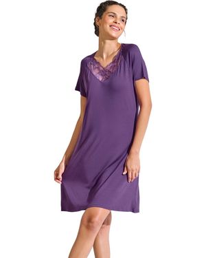 Lisca Pyjama's Nachthemden Patricia Nachthemd Met Slipe Mouwen - Paars