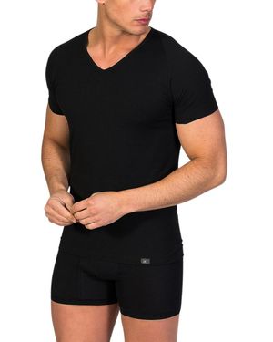 Zd - Zero Defects Caleçons T-shirt de corps col V coton égyptien - Noir