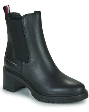 Tommy Hilfiger Stivaletti Essential Midheel Leather Bootie - Nero