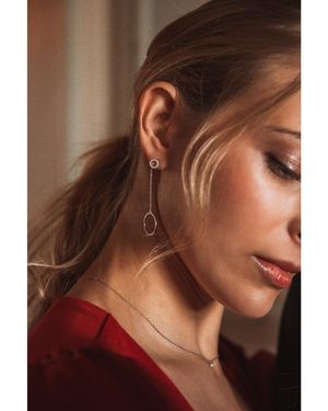 Cleor Boucles oreilles Boucles d'oreilles en argent 925/1000 et zircon - Marron