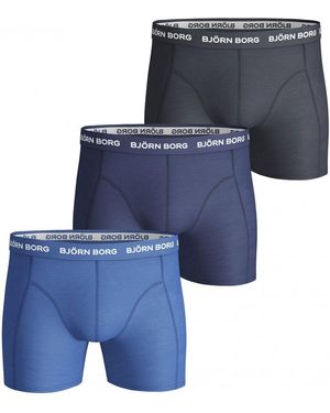 Björn Borg Boxers 3-Pack Boxers Solids Blue Mix - Bleu