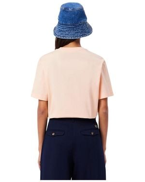 Lacoste T-shirt T shirt Ref 62386 BIG Rose peche - Bleu
