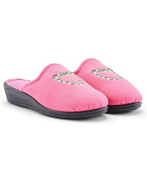 Pediconfort Chaussons Lot de 2 paires de mules brodées - Rose