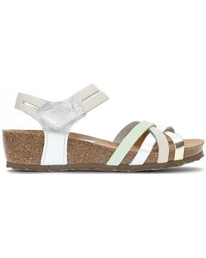 Interbios Sandales compensées BIOS 5338 CUIR ARGENT-GRIS - Blanc