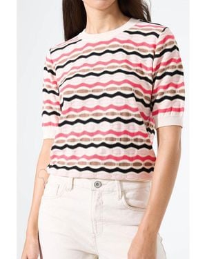 Garcia Sweat-shirt Pull rayé MAILLE Whitecap - Rose