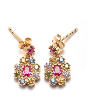 Daxon Bijoux by - Boucles d'oreilles fleurs plaqué or - Métallisé