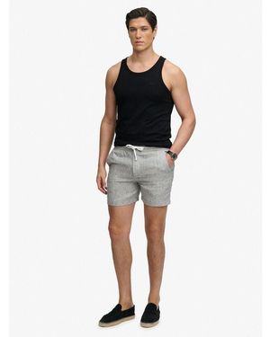 Superdry Short Short Lin Merchant Bleu Rayé - Noir