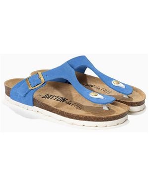 Bayton Sandales Tongs en cuir suédé MERCURE pour - Bleu