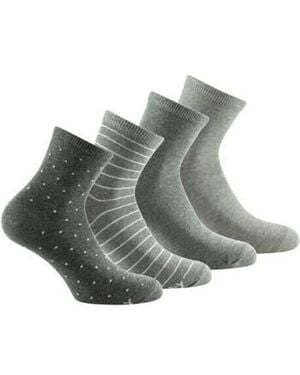 Kindy Chaussettes Pack De 4 Socquettes Jersey Pois, Rayée, Unies Coton - Gris