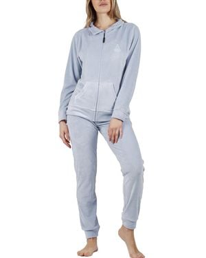 Admas Pyjama's / Nachthemden Pyjama Loungewear Broek Jas Met Rits Soft Home - Blauw