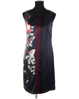 Tahari Robe Robe en soie bleue - Noir