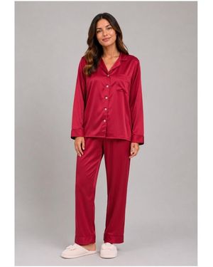 Kebello Ensembles de pyjama Pyjama fluide en satin F, Bordeaux - Rouge