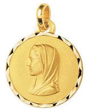 Brillaxis Pendentifs Médaille Vierge De Profil Plaqué Or Contour Ciselé - Métallisé