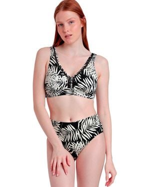 Admas Maillots de bain Ensemble 2 pièces bikini taille haute brassière préformée - Noir