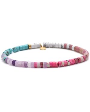 Sixtystones Bracelets Bracelet Perles Heishi Agate Noire-Large-20cm - Violet