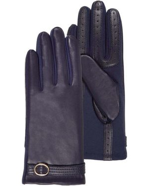 Isotoner Gants Gants tactiles cuir de mouton taille unique Marine - Bleu