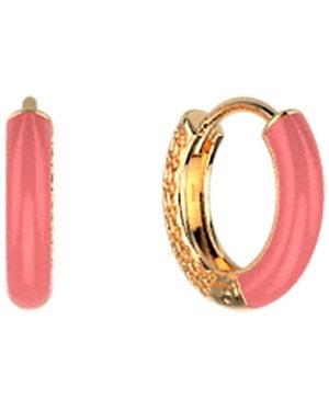 Les Georgettes Boucles oreilles Créoles Les Cadettes Sunset corail petit format - Rouge