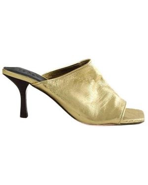 Ba&sh Mules Talons en cuir dorés - Métallisé