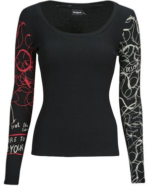 Desigual T-Shirts A Maniche Lunghe Hery - Nero