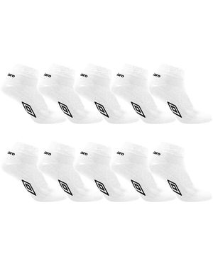 Umbro Chaussettes Lot De 10 Paires De Chaussettes Quarter Homme - Blanc