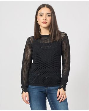 Fracomina Pull Pull perforé coupe régulière - Noir