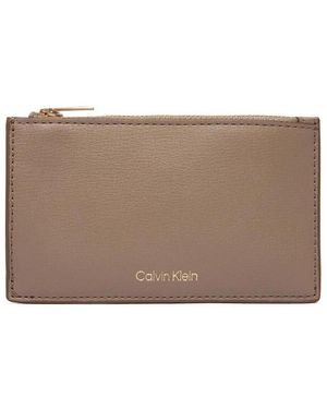 Calvin Klein Portefeuille Foil Top Zip - Marron
