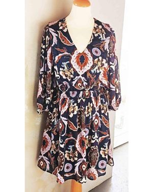 Promod Robe courte robe à motifs fluide - - taille 36 - Bleu