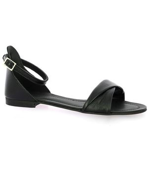Gianni Crasto Sandales plates Nu pieds cuir - Noir