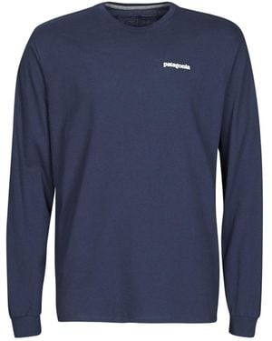 Patagonia T-Shirts A Maniche Lunghe M'S L/S P-6 Logo Responsibili-Tee - Blu
