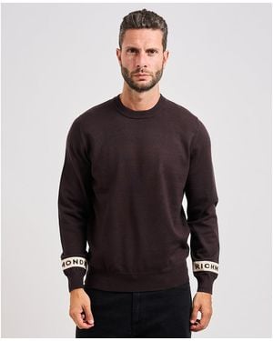 Richmond X Pull Pull avec bandes sur les manches - Marron