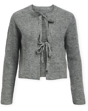 Object Gilet Noos Parvi Cardigan - Medium Grey Melange - Gris