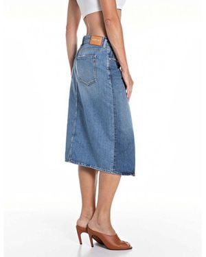 Replay Jupes Midi Medium - Bleu