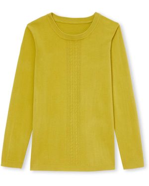 Daxon T-shirt by - Pull très doux encolure ronde - Jaune