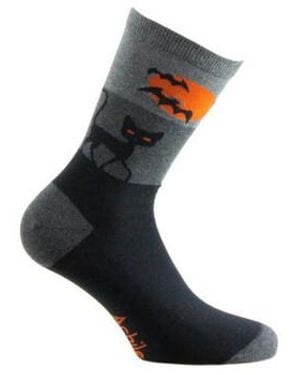 Achile Chaussettes Mi-chaussettes coton fantaisie chat Fabrication Française - Bleu