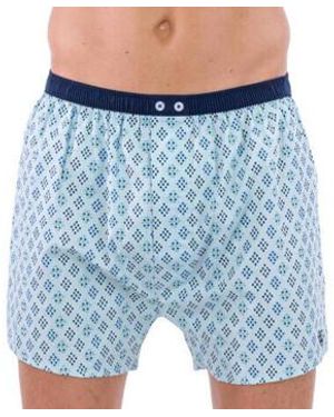 Mariner Bas de pyjama Caleçon flottant en pur coton popeline motif losange - Bleu