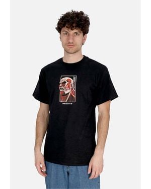 Primitive Skateboarding T-Shirt Maglietta Uomo Colossal Dirty P Tee X Attack On Titan - Noir