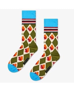 Happy Socks Chaussettes hautes Squirrel Argyle Sock - Bleu