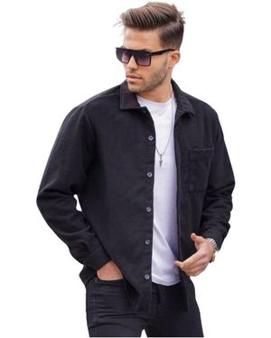 Madmext Overhemd Lange Mouw Mm86_Black - Blauw