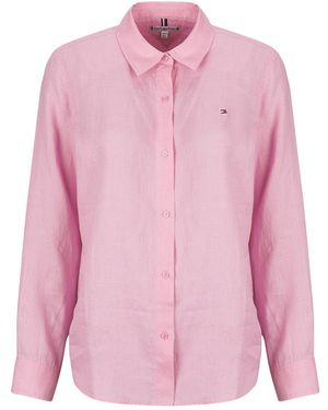Tommy Hilfiger Camicia Ess Linen Relaxed Ls Shirt - Rosa