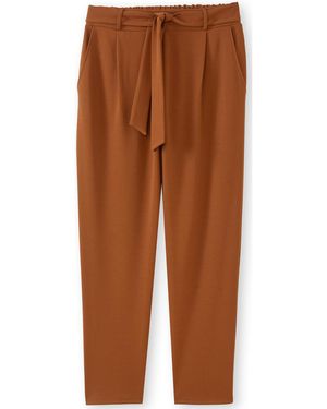 Daxon Pantalon by - Pantalon maille longueur cheville - Marron