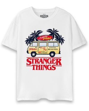 Stranger Things T-shirt Pizza Van T-shirt à manches courtes - Blanc