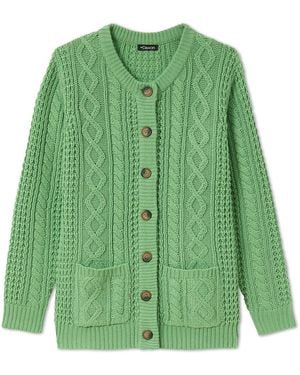 Daxon Gilet by - Cardigan maille torsadée - Vert