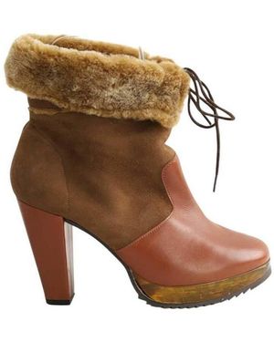 Robert Clergerie Bottines Boots en daim marron