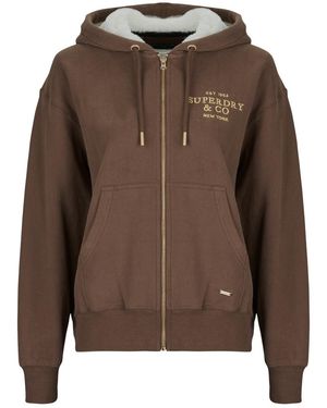 Superdry Felpe Con Cappuccio Luxe Fur Lined Zip Hoodie - Marrone