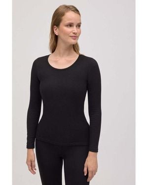 Ysabel Mora Maillots de corps T-shirt thermique col rond extra chaud noir