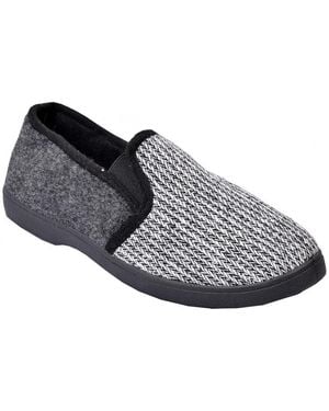 Ozabi Chaussons CHARENTAISE Pantoufle PREMIUM 24K88R5 GRIS - Noir