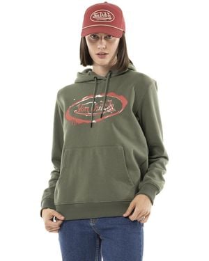 Von Dutch Sweat-shirt Sweat uni à capuche avec print Logo - Vert